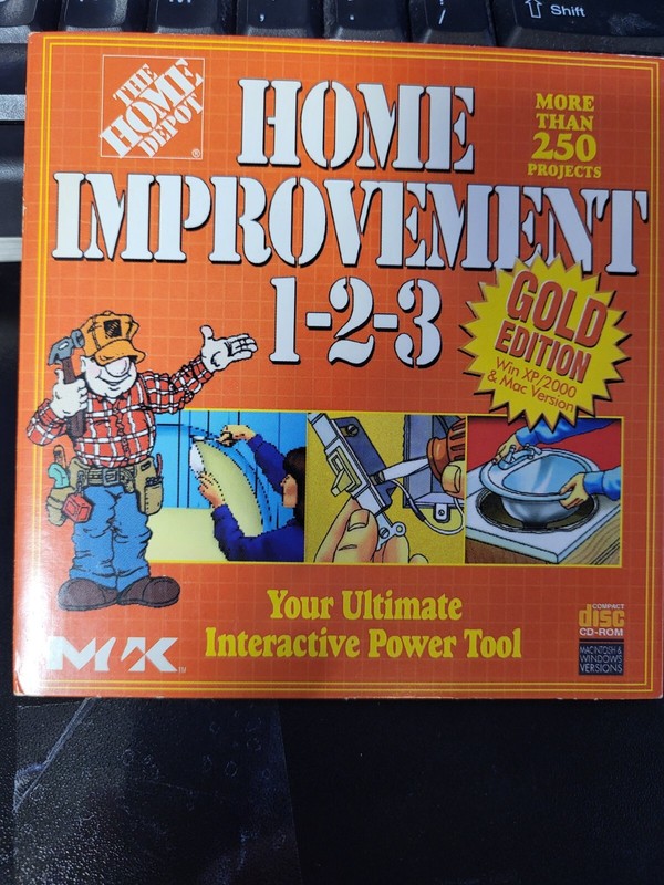 Home Improvement 1-2-3 Gold Edition CD ROM Windows/Mac Home Depot, Vintage.