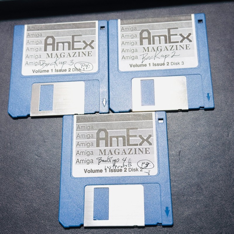 Amiga AmEx Magazine Volume 1 Issue 2 Floppy Disk Set Lot of 3
