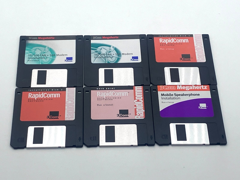 3Com Megahertz 10/100 LAN + 56K Modem Floppy Disks + RapidComm