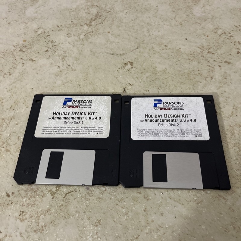 2 Parsons Technology 3.5 Floppy Holiday Design Kit Announcements
