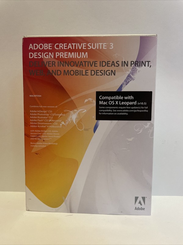 Adobe Creative Suite 3 Design Premium Mac Set (NO Application Disc ) +Serial Key