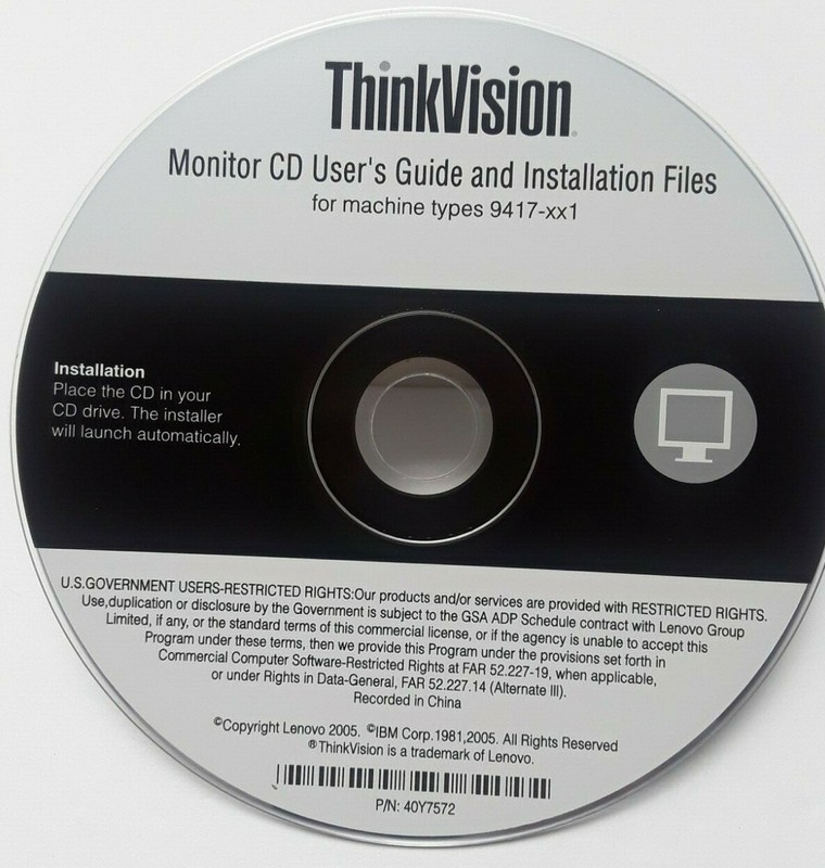 ThinkVision Monitor CD User’s Guide and Installation Files for 9417-xx1 ~ CD-ROM