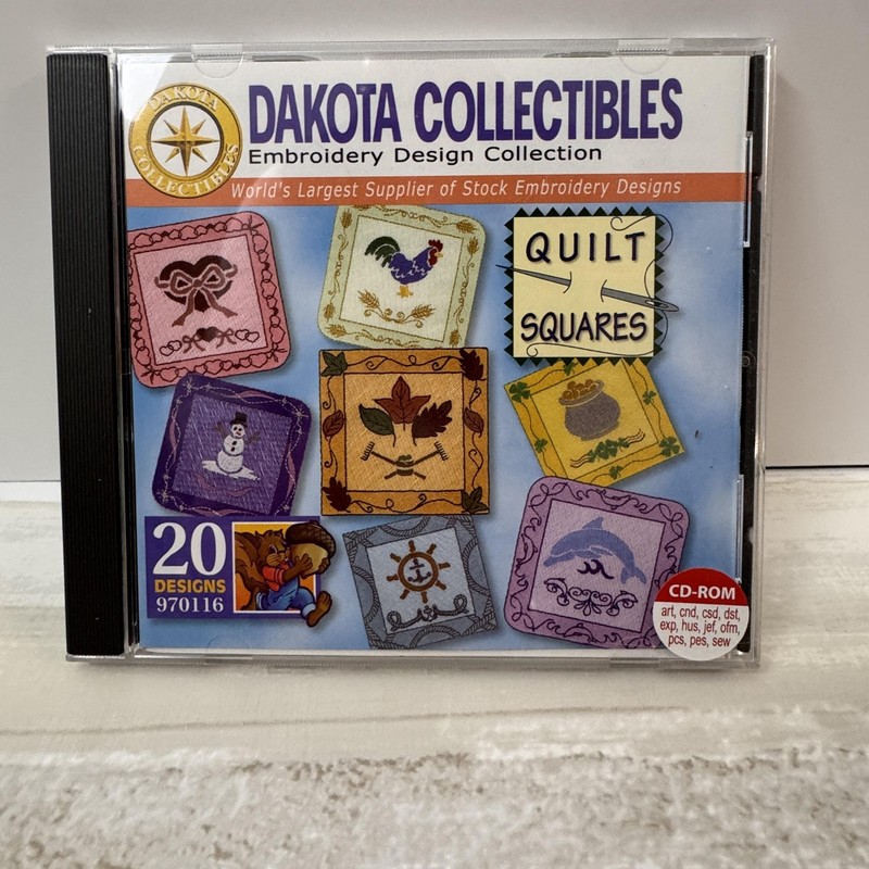 Dakota Collectibles Quilt Squares Embroidery Crafts CD Windows 20 Designs 970116