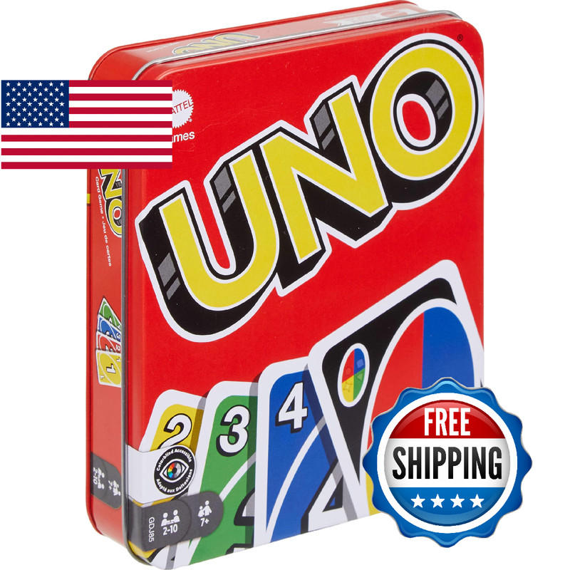 Mattel Games UNO Card Game Travel & Storage Tin for Kids, Adults & Family Night