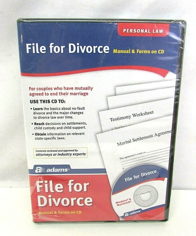 Adams Personal Law File For Divorce Manual & Forms CD NEW Windows Mac