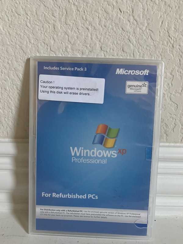 Windows XP Professional – Includes SP3 – For Refurbished PCs * No Product Key *