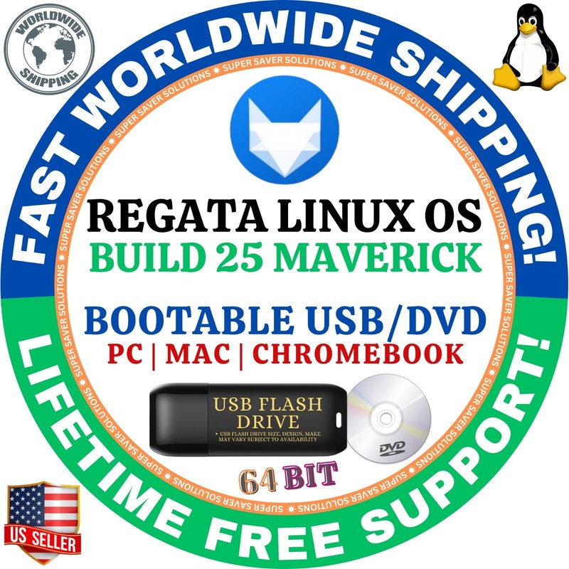 REGATA LINUX OS BUILD 25 MAVERICK | 64BIT USB, DVD LIVE/FULL INSTALL