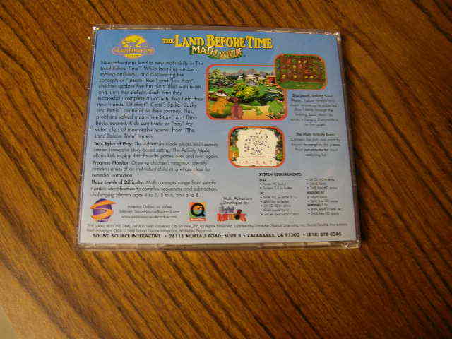 1088) The Land Before Time Math Adventure 1997 Ages 4-8 CD-ROM WIN/MAC gallery
