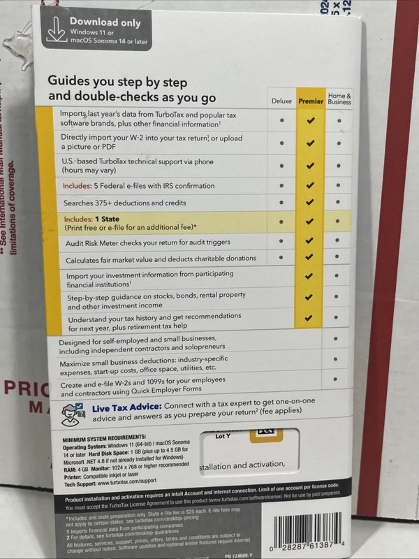 New TurboTax Premier 2025 Tax Software Fed & State Tax Win & Mac Sealed gallery