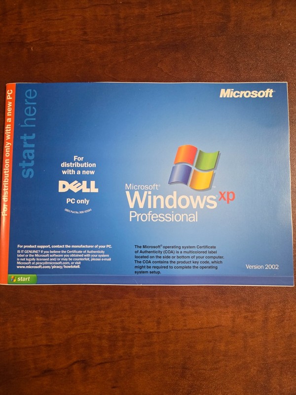 Microsoft Windows XP Professional CD Sealed NO PRODUCT KEY Version 2002 SP1