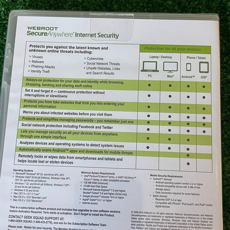 Webroot Secure Anywhere Advanced Security for PC, Mac and Mobile Devices CD NEW gallery