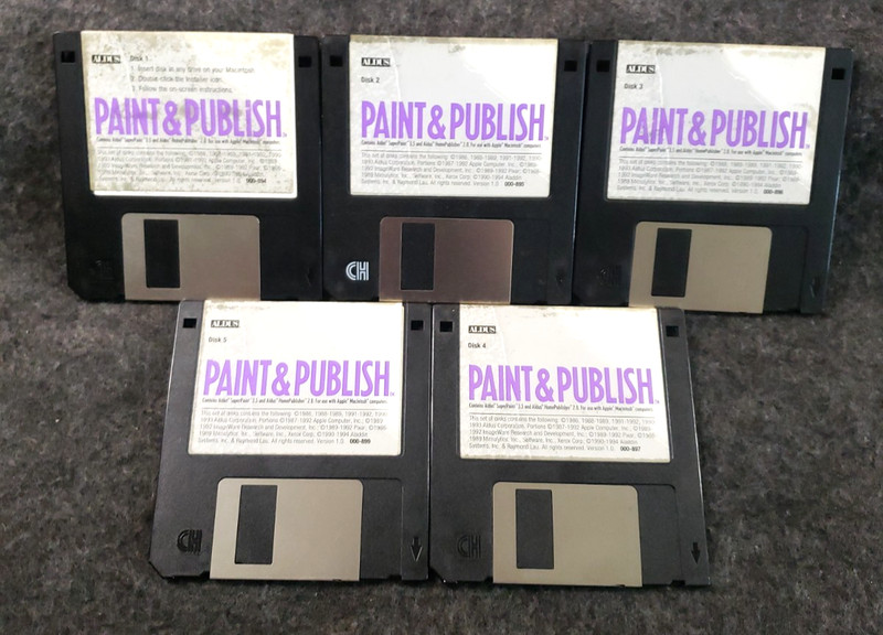 Paint & Publish for Macintosh Software 3-1/2″ disks vintage Mac software (C19B2)