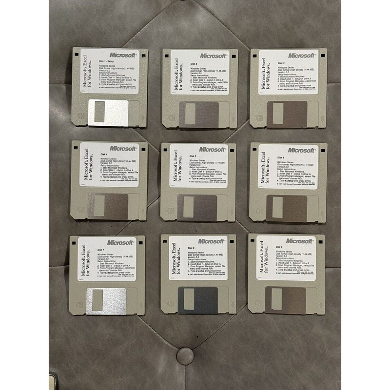Microsoft Excel For Windows 9 Floppy Disk Set