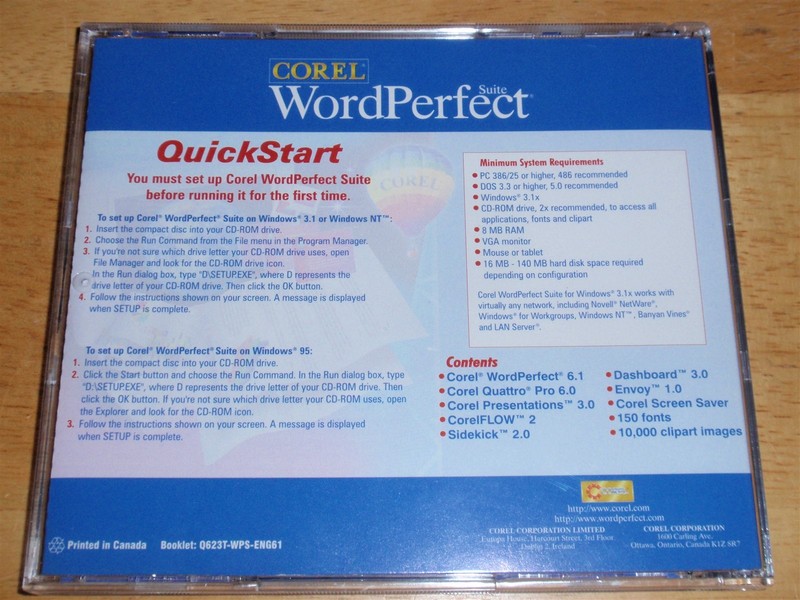 Corel WordPerfect Suite 6 PC CD-ROM 1996 Quattro Pro 6 Presentations 3 Windows95 gallery