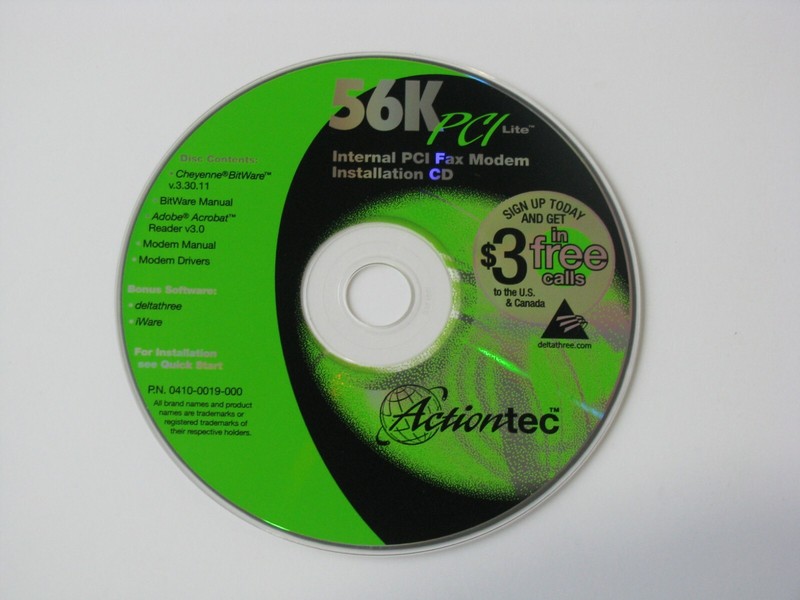 56K PCI Lite Internal PCI Fax Modem Installation Software CD PC Disk Actiontec gallery