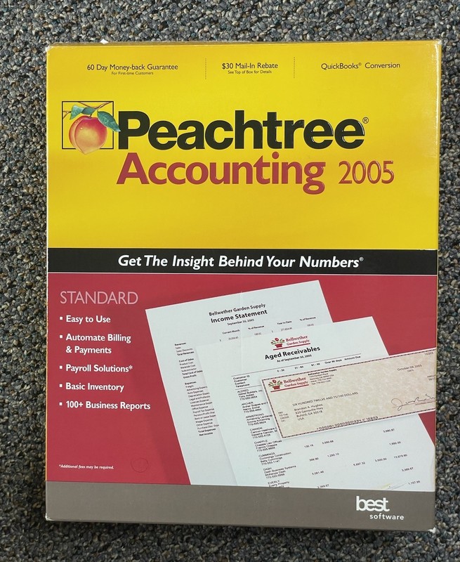 Vintage Sage Peachtree Accounting 2005 Windows PC Software