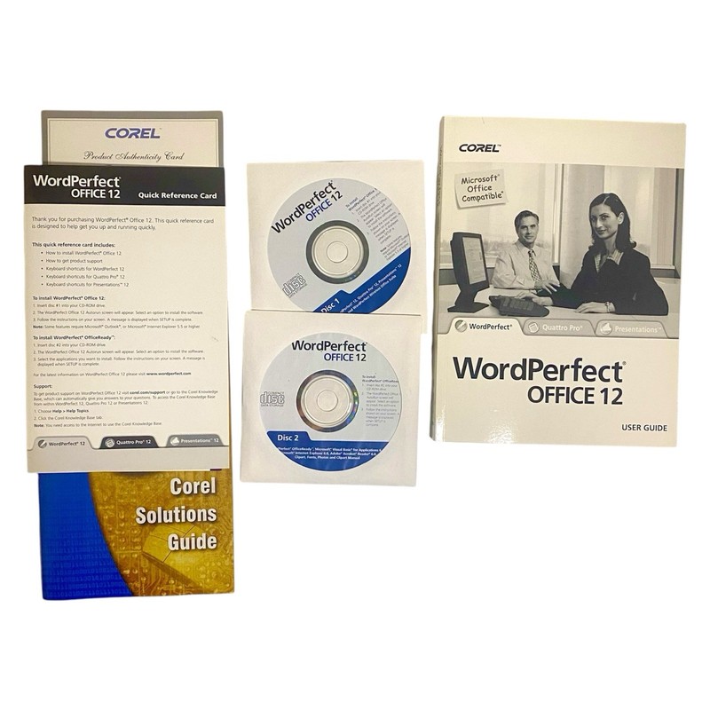 Vintage WordPerfect Office 12 Upgrade W/ Manual 2-Disc Set PC CD W/Box gallery