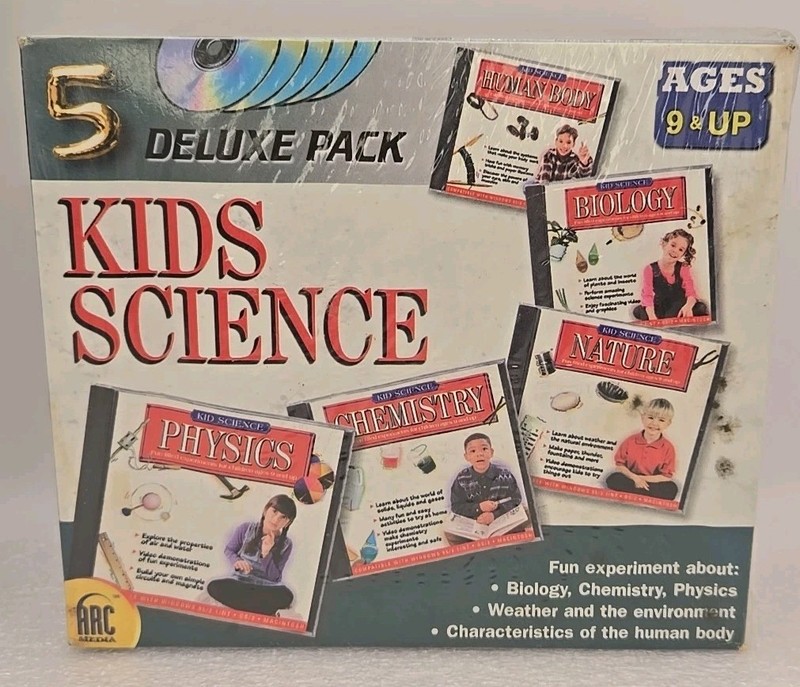 Kids Science Lot 5 Disc Set CD-Rom biology chemistry nature human body physics gallery