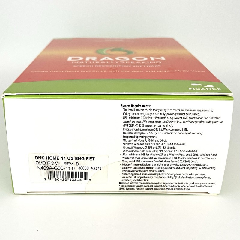 Nuance Dragon Naturally Speaking Home Version 11 With Head Set IOB gallery