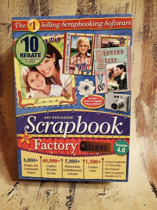 Art Explosion Scrapbook Factory Deluxe 4.0 Software Computer Photo Editor New