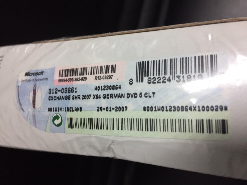Exchange Server 2007 Standard incl. 5 Cal in German, New, Original Packaging with VAT Invoice