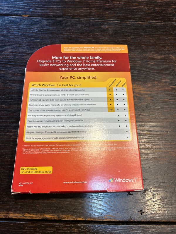 Microsoft Windows 7 Home Premium Upgrade Family Pack For 3 PCs 32 & 64 Bit DVDs gallery