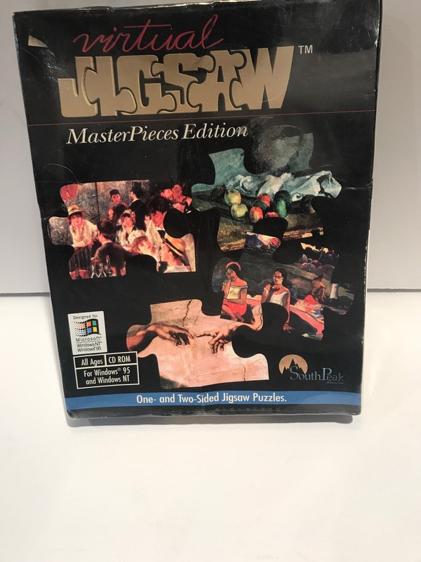 Virtual Jigsaw Masterpieces PC CD Rom solve 6000 2 sided puzzles Microsoft game