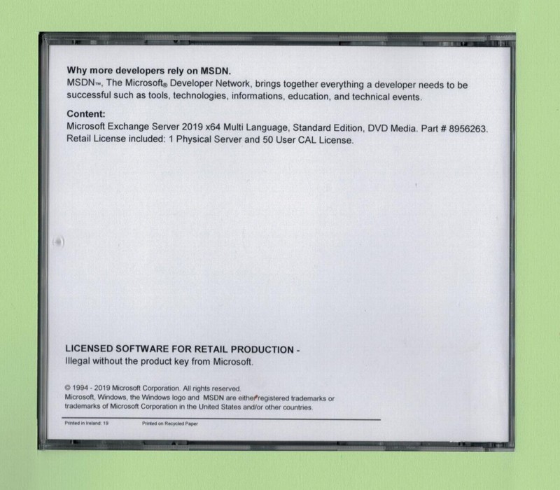 Microsoft Exchange Server 2019 Standard w Retail 50 CALs, New, Multilanguage gallery