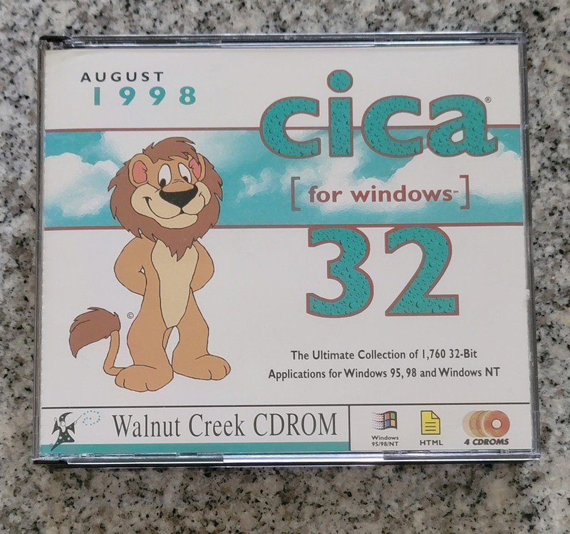 CICA 32 Windows Programs August 1998 Walnut Creek PC CD-ROM 4CD Set