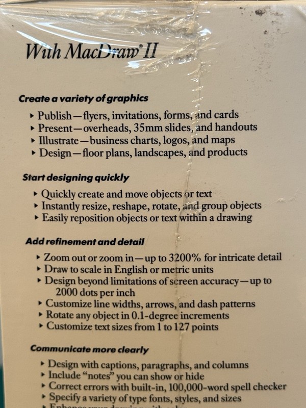 Vtg Claris MacDraw II Promotional Copy Macintosh Graphics Software 1989 Sealed gallery