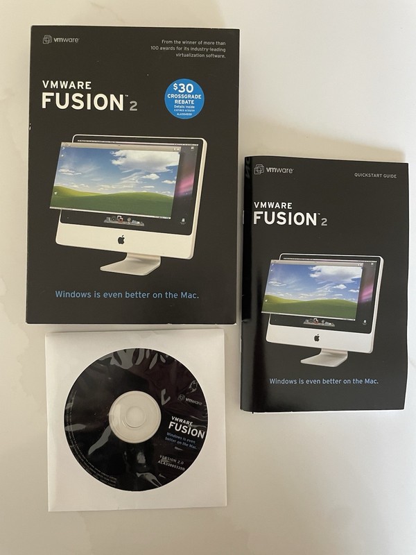 VMware Fusion 2 for Mac OS X Retail Box CD w/ Manual & Serial