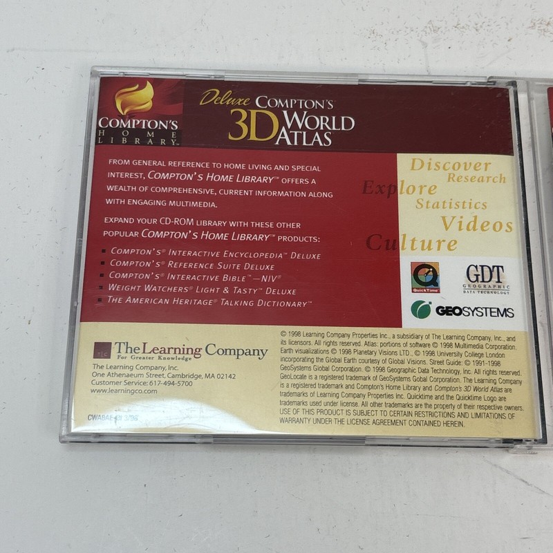 COMPTONS 3D WORLD ATLAS DELUXE 1998 CD ROM gallery