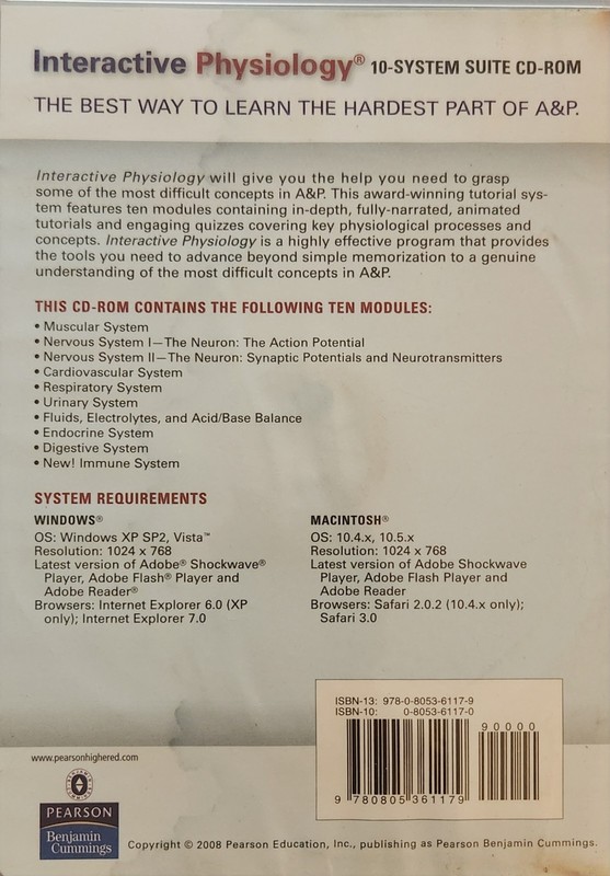 Interactive Physiology 10-System Suite Multimedia CD Anatomy and Physiology A&P gallery