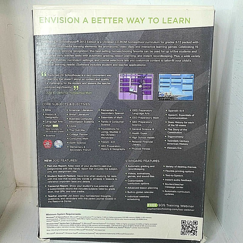 Switched-On Schoolhouse 2012 8th Grade Science CD ROM Homeschool Curriculum EUC gallery