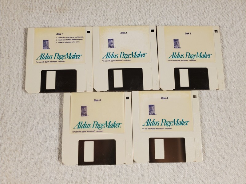 ALDUS PAGEMAKER 4.2 Vintage Macintosh Software 3.5″ Floppy Disk 1991 w/ Key