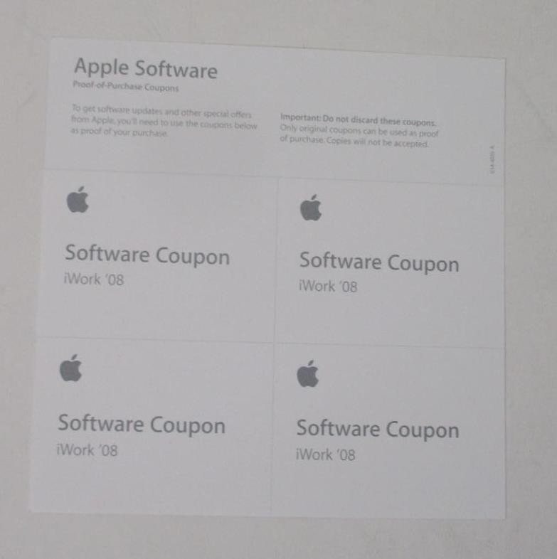 iWork 08 (2007 CD + Serial Numbers) Mac Version 8.0 Install Disc; Apple Software gallery