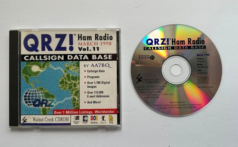 QRZ Ham Radio Callsign Database June 1996, Volume 7 and March 1998 Volume 11 gallery