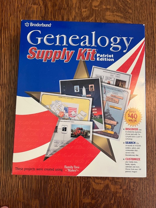 Broderbund Vintage Software Genealogy Supply Kit Patriot Edition Windows
