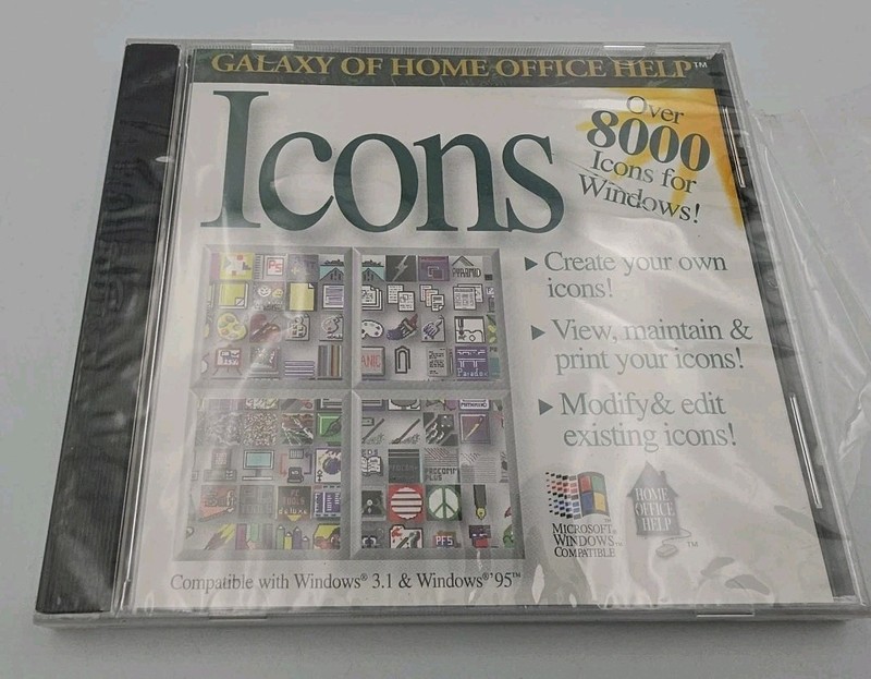 VINTAGE ICONS 1997 CD PUBLISHED BY ROM TECH INC. 8000 Icons For Windows