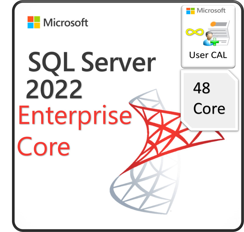Microsoft SQL Server 2022 Enterprise Core , 48 Core License – Unlimited CAL