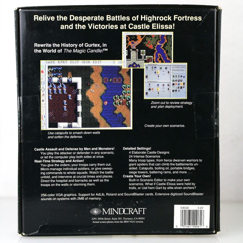 Vintage 1992 Mindcraft Siege IBM MS-DOS PC Game 5.25" Floppy Disk Big Box gallery
