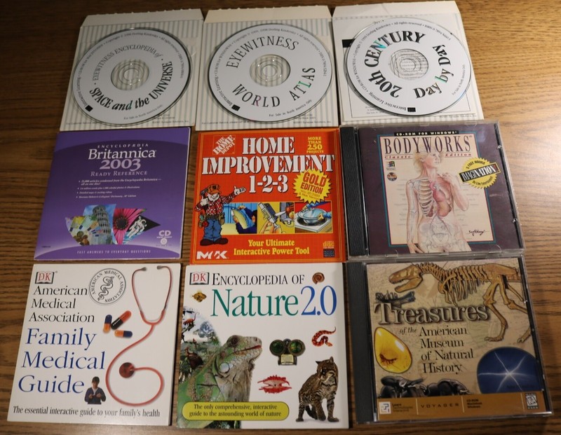 1990s PC CD-Rom Lot of 9 – Computer Software Learning Encyclopedia Bodyworks