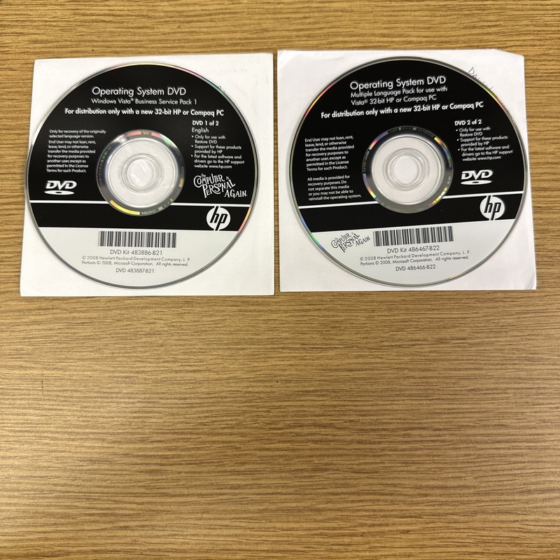 Lot 2 Microsoft Windows Vista Business SP1 32-bit HP Compaq PC Operating System