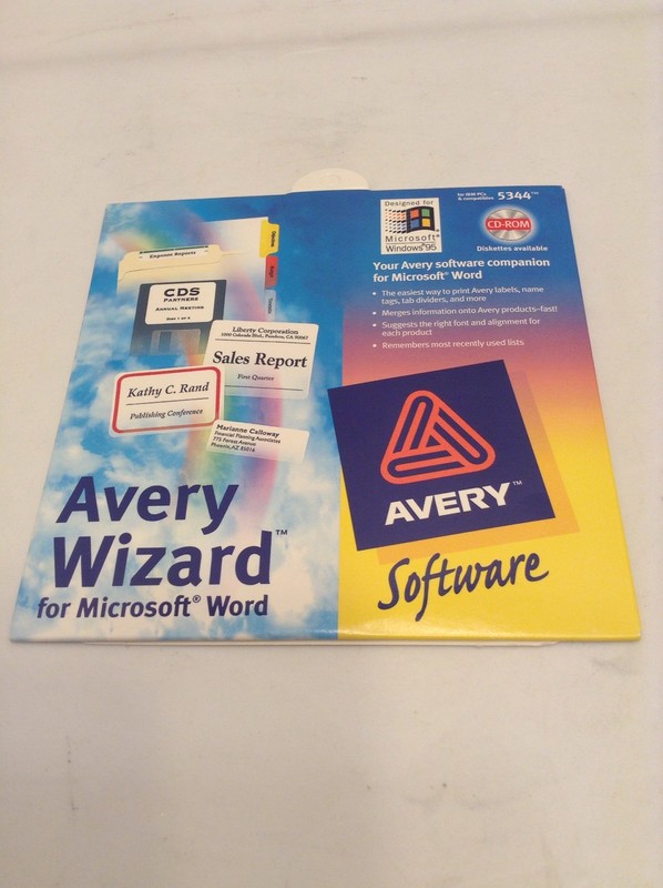 Brand New Sealed Avery Wizard 5344 For Microsoft Word… NOS Windows 95