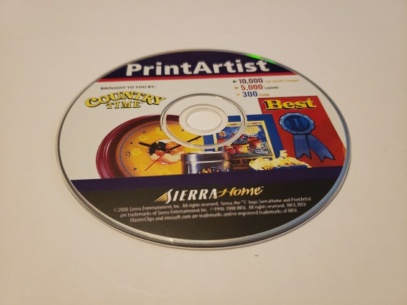 Print Artist CD-ROM | Sierra Home | 2000 – Replacement Disc Used Tested Works!