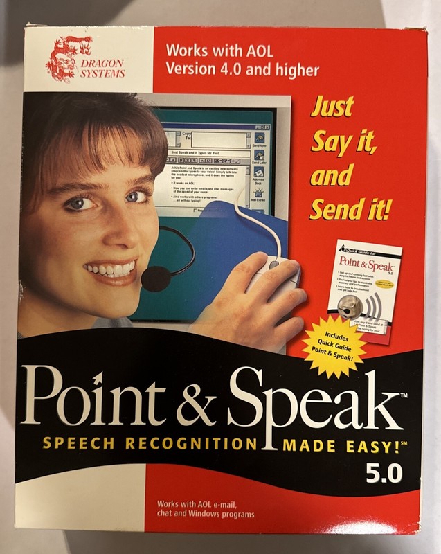 Dragon Systems POINT & SPEAK True Continuous Speech Recognition, Windows, NEW