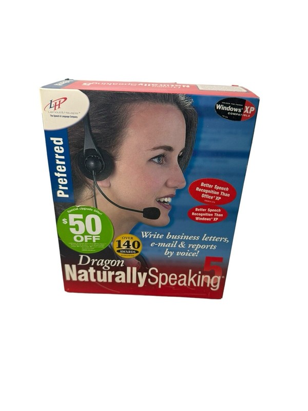 Dragon Naturally Speaking 5 Preferred- Point And Speak Headset- New- Sealed
