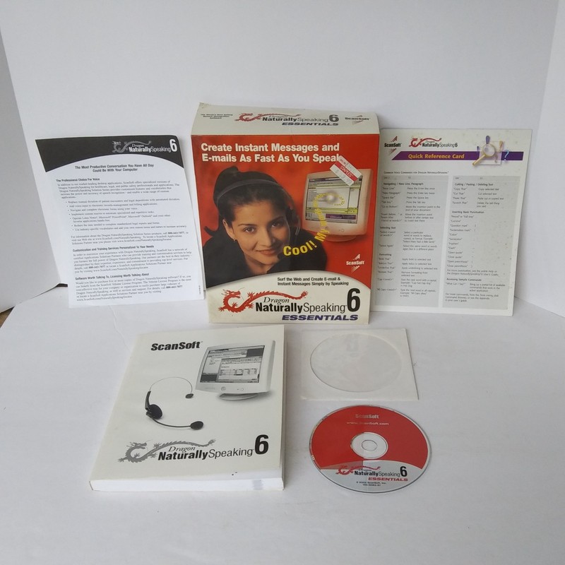 Dragon NaturallySpeaking 6 Essentials Speech Recognition Software Box Set CD Man