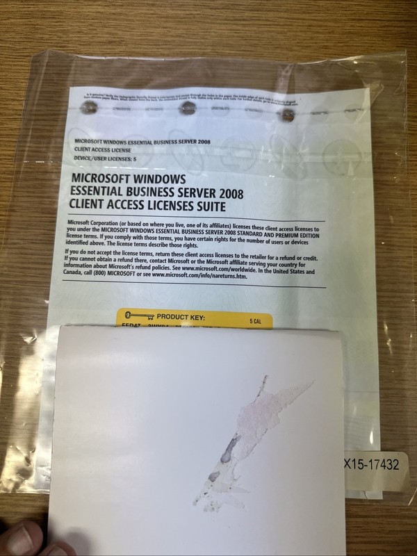 MICROSOFT WINDOWS ESSENTIAL BUSINESS SERVER 2008 CLIENT ACCESS LICENSES -PREOWND