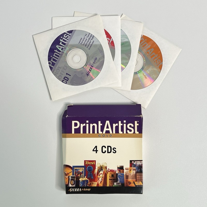 PrintArtist Gold Sierra Home 8.0 4 CD Set Windows 95 98 Vintage 1999 PC Software